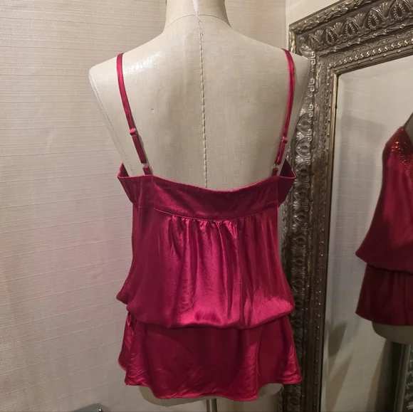 Express Red Silk Blend Sleeveless Top with Sequin Detail.  Sz MED.  EVC! - Picture 3 of 6